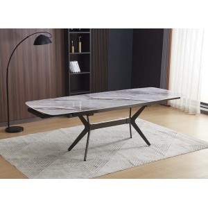 Tavolo allungabile da pranzo Riley marmo grigio lucido 160x90x76 cm