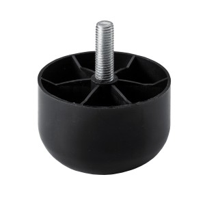 Piedino per mobili t.b.t. nero con filettatura per mobili.