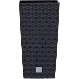 Colonna portapiante Prosperplast antracite effetto rattan, alta 61 cm.