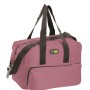 Borsa da viaggio t.b.t. rosa con manici marroni per campeggio e tempo libero.