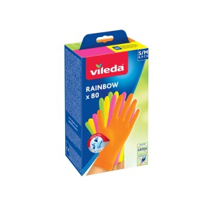Confezione di guanti per pulizia Vileda Rainbow, taglia S/M, multicolore.