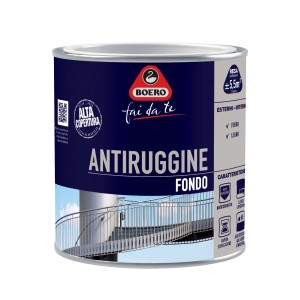 Fondo antiruggine Boero per ferro e legno, per interni ed esterni.