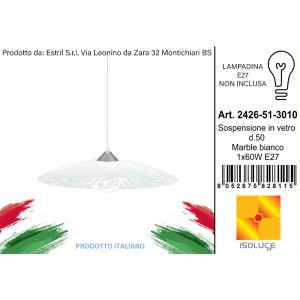 Lampada a sospensione bianca effetto marmo, diametro 50 cm. Categoria: Sospensioni.