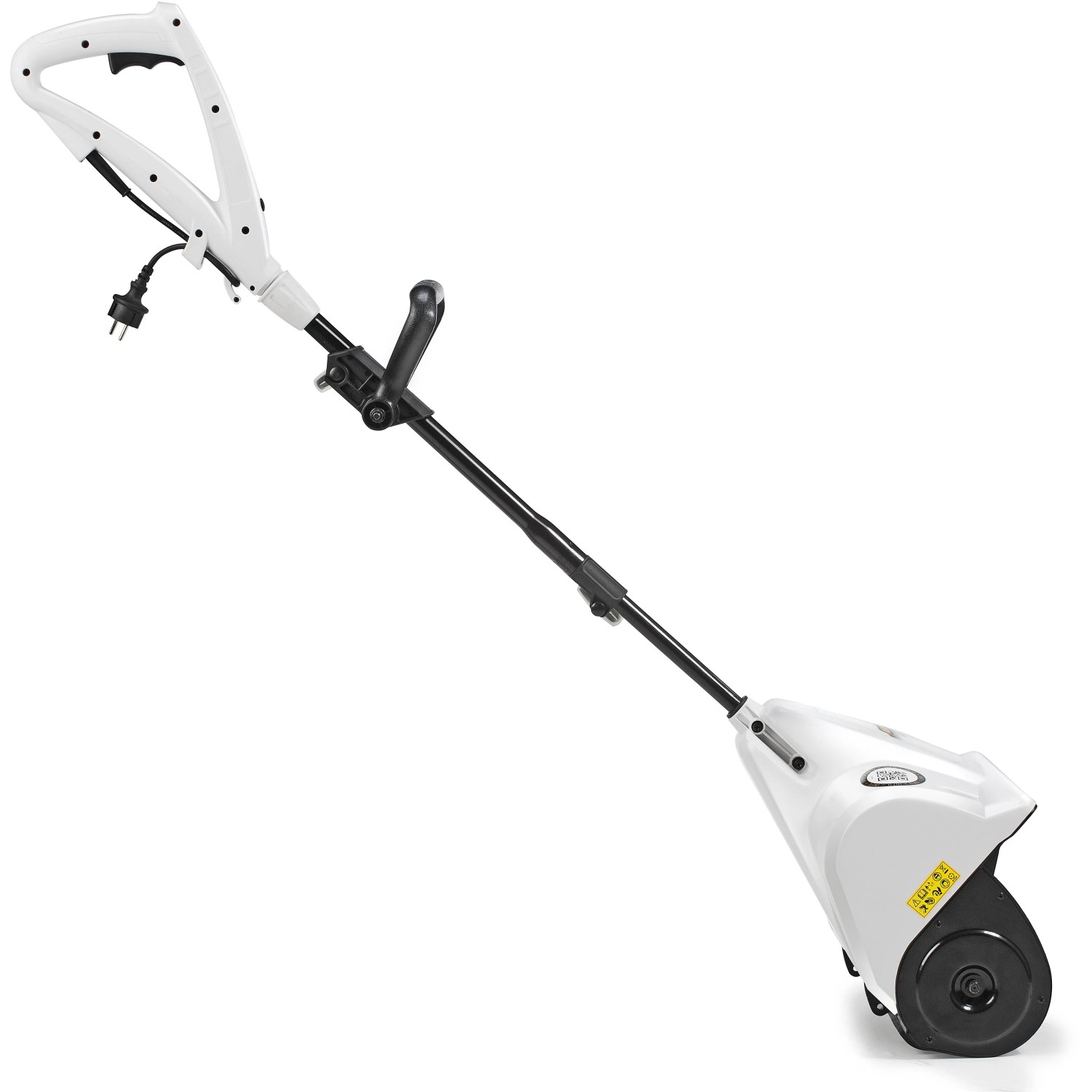 Spazzaneve elettrico bianco e nero. Ideale per vialetti e ingressi.