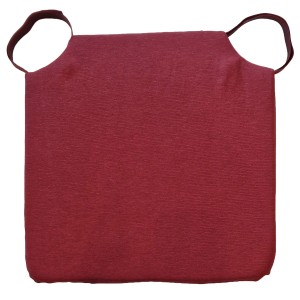 Cuscino per sedia bordeaux con passanti per il fissaggio.