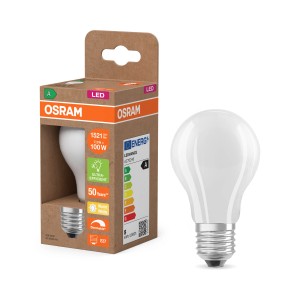 Lampadina LED Osram E27, A100, forma a bulbo, opaca, 7.2W, 2700K. LED a risparmio energetico per illuminazione d'atmosfera.