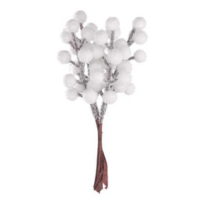 Pick in plastica bacche bianco h21 cm