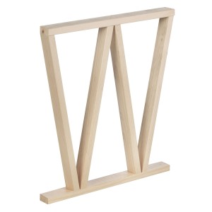 Cavalletti in legno, legno chiaro non trattato, vista dettagliata.