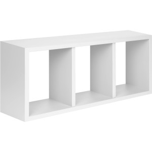 Mensola da parete bianca con 3 scomparti per libri e decorazioni.