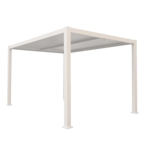 Gazebo t.b.t. bianco con tetto a lamelle, autoportante.