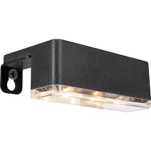 Set da 2 applique solari a LED nere, illuminazione esterna moderna.