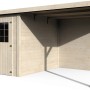 Casetta da giardino in legno Paradis: 476x234 cm, legno non trattato, con area coperta. Ideale come rimessa attrezzi.