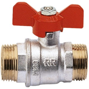 t.b.t. Valvola a sfera con maniglia a farfalla rossa per tubi dell'acqua.