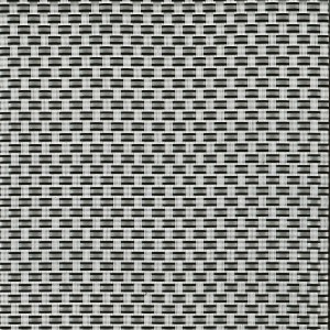 Dettaglio di t.b.t. Arelle, uno schermo per la privacy con una fine struttura intrecciata in bianco e nero.