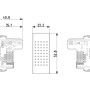 Disegno tecnico di una placca campanello t.b.t. con dimensioni.