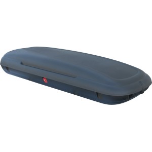 Box da tetto grigio scuro per portapacchi auto, accessorio per il trasporto.