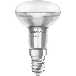 Lampadina riflettente Ledvance Smart+ E14, 3.3W, RGBW, chiara. Lampada smart con cambio colore e attacco E14.