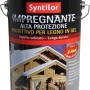 Barattolo scuro di impregnante per legno Syntilor per esterni.