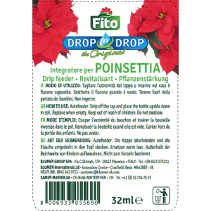 Integratore per Poinsettia Fito, flacone da 32ml per la nutrizione delle piante.
