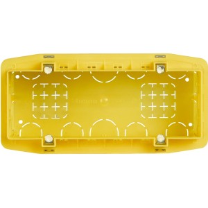 Scatola da incasso gialla per impianti elettrici.
