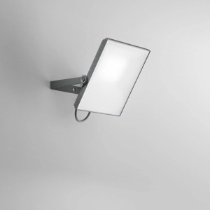 Faro LED da cantiere t.b.t. grigio montato a parete.