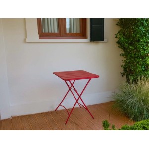 Tavolo pieghevole da giardino Rovigo in metallo rosso 60x60x72 cm