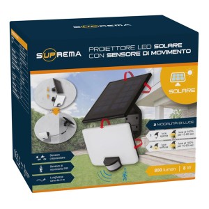 Confezione di un faretto da esterno solare t.b.t. con sensore di movimento.