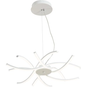 Moderna lampada a sospensione a LED bianca t.b.t. per spazi abitativi.
