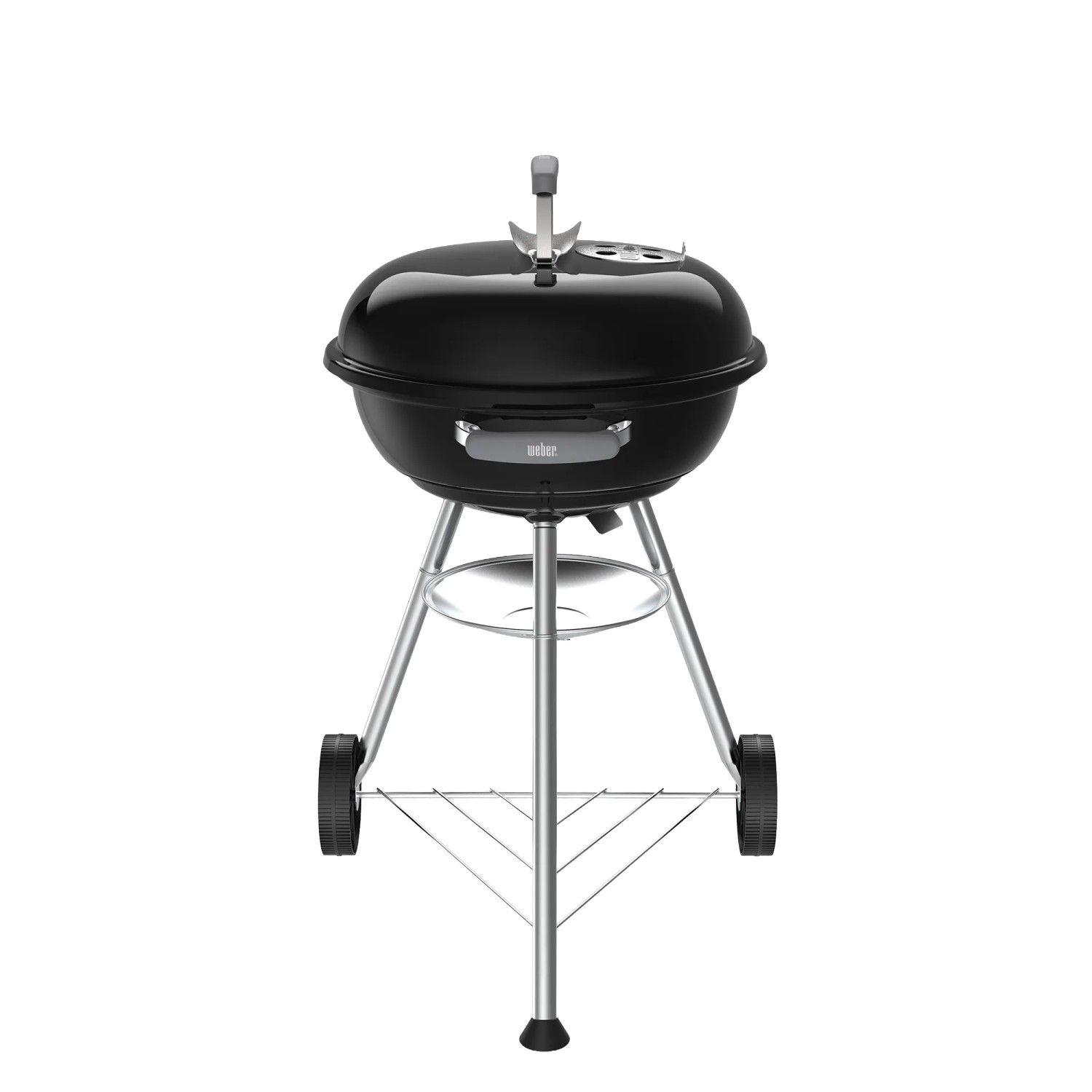 Grill a carbone Weber Compact Kettle 47 cm nero con coperchio e raccoglicenere.
