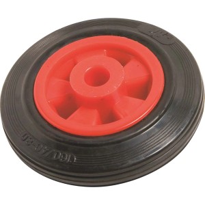 Ruota in gomma piena OBI, Ø 160 mm, con cerchio in plastica rosso. Rullo universale, portata 120 kg.