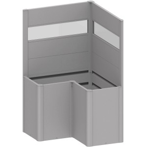 Biohort Paravento Belvedere a L, 2 pezzi, con vetro acrilico in argento metallizzato per aiuole rialzate.