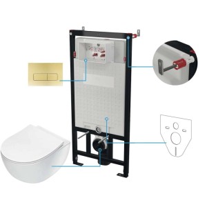 Set WC murale Artemides 6 in 1 Oro Spazzolato