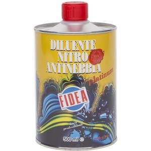 Barattolo di diluente nitro t.b.t., giallo con tappo rosso, per pulizia.