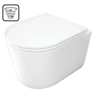 WC sospeso Genio sedile senza bordo e lavaggio a vortice 36x31 cm bianco