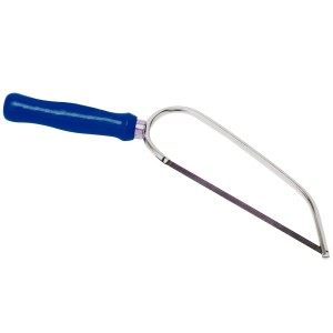 Seghetto universale LUX Comfort con manico in faggio blu e telaio nichelato.