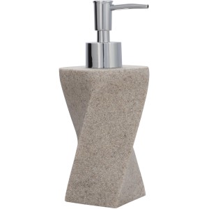 Dispenser sapone t.b.t. in pietra con pompa cromata.