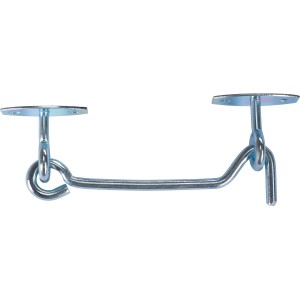 Gancio antivento zincato con piastra, 5,8 mm x 120 mm, per fissare porte e persiane.