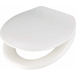 Sedile WC Xingu bianco in Duroplast con superficie liscia e montaggio rapido.