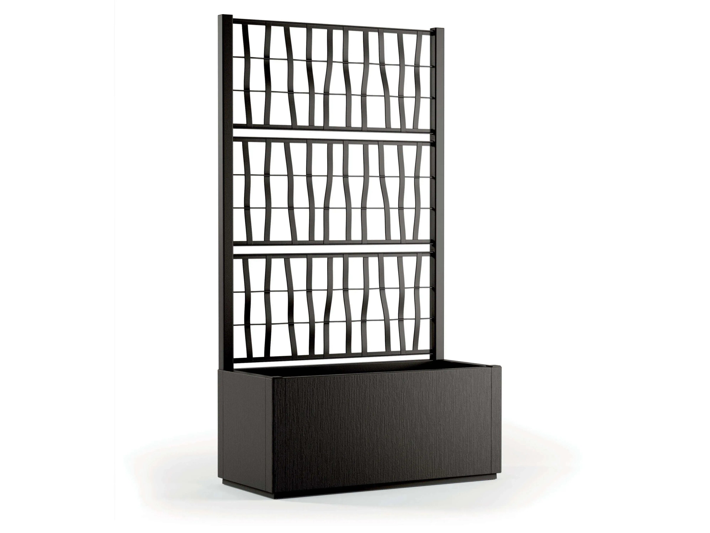 Fioriera Alta Moderna Vezuvio 73 Cm - Vaso Geometrico Per Interni/Esterni, Polietilene Nero Opaco, Con Inserto Plastico