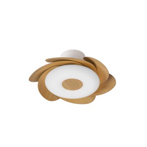 Ventilatore moderno t.b.t. con effetto legno e illuminazione LED.