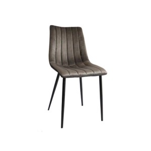Sedia in velluto imbottito con gambe in metallo grigio scuro
