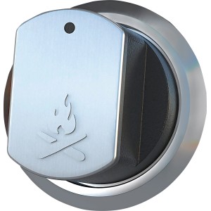 Manopola di ricambio Jamestown per grill a gas Colten, manopola in plastica con logo fiamma.