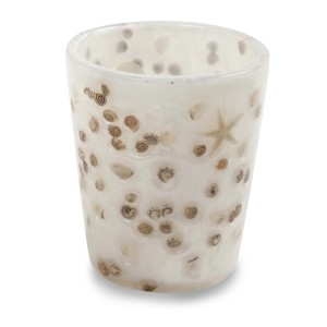 Portaspazzolini t.b.t. con decorazioni di conchiglie e stelle marine.