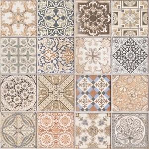 Piastrelle decorative da parete con vari motivi come decorazione murale.