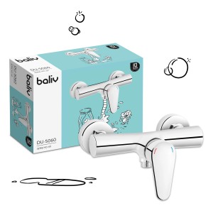 Miscelatore doccia cromato baliv DU-5060 davanti alla confezione del prodotto. Miscelatore monocomando per doccia.