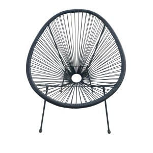 Sedia da giardino t.b.t. nera con seduta intrecciata.