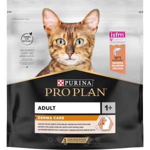 Purina Pro Plan Adult Derma Care cibo secco per gatti con salmone per pelle e pelo sani.