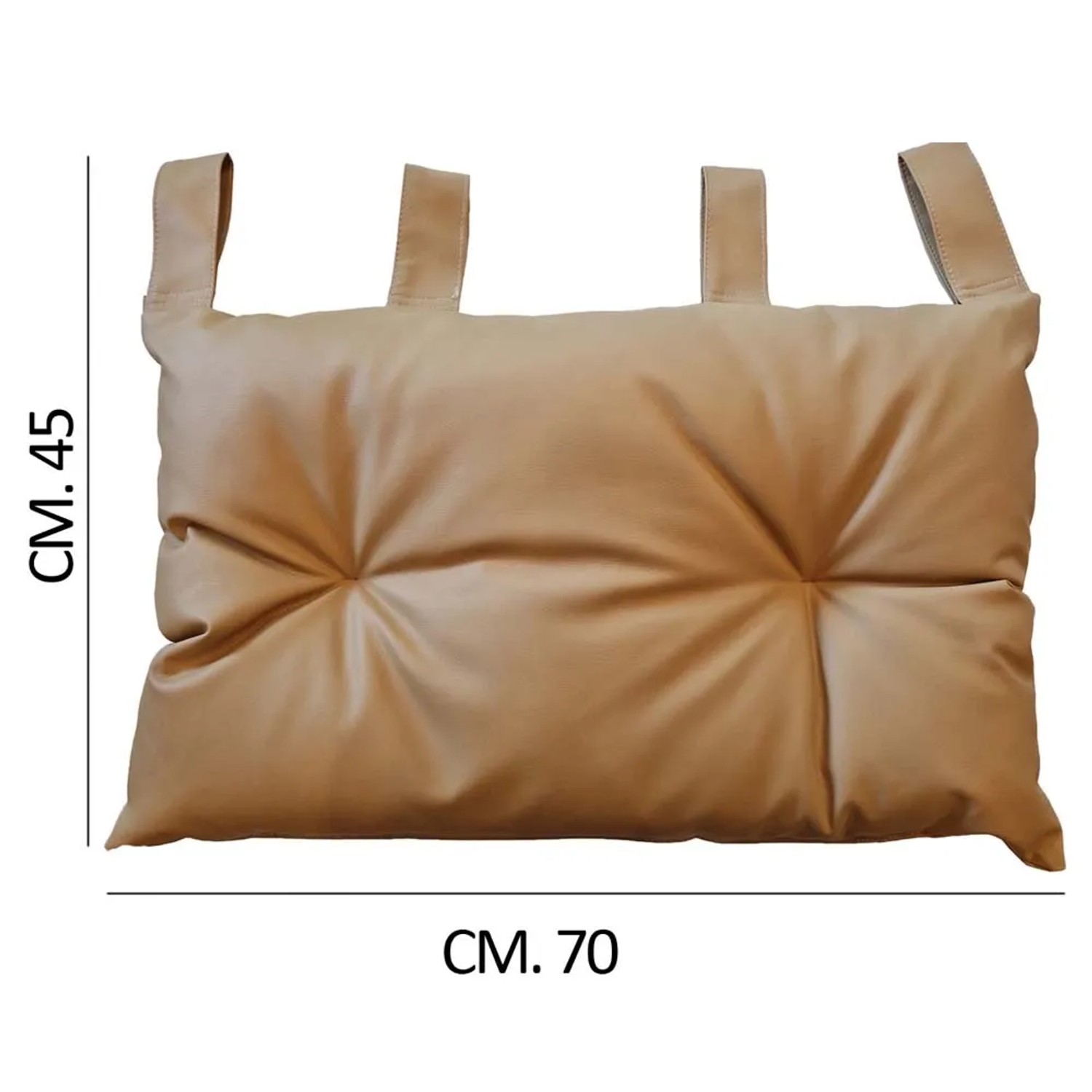 Fodera per cuscino decorativo beige con trapuntatura e passanti, 45x70 cm.