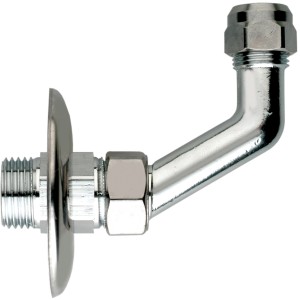 Prolunga sifone cromata con raccordo a muro e angolare.