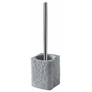 Scopini WC set: scopino WC con contenitore in gres grigio e manico in acciaio inox.